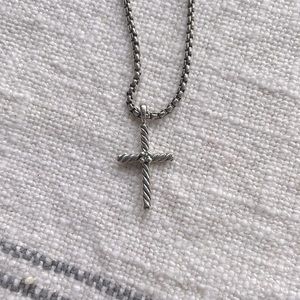 David Yurman Diamond Cable Cross Pendant